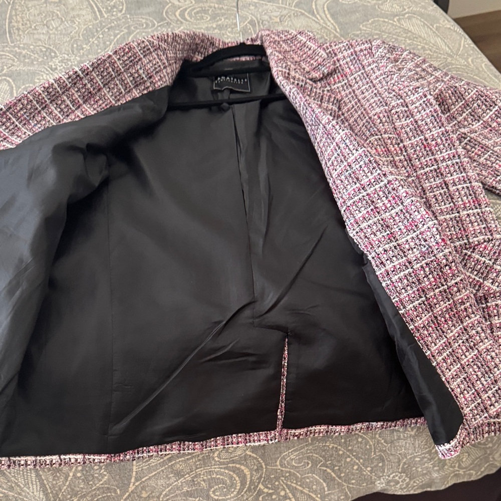 Bagatelle Collection Pink Plaid Tweed Blazer Jacket - Picture 10 of 16